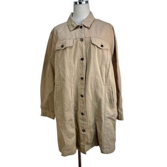 Jessica London Khaki Denim Trucker Jacket Cotton - Picture 1 of 9